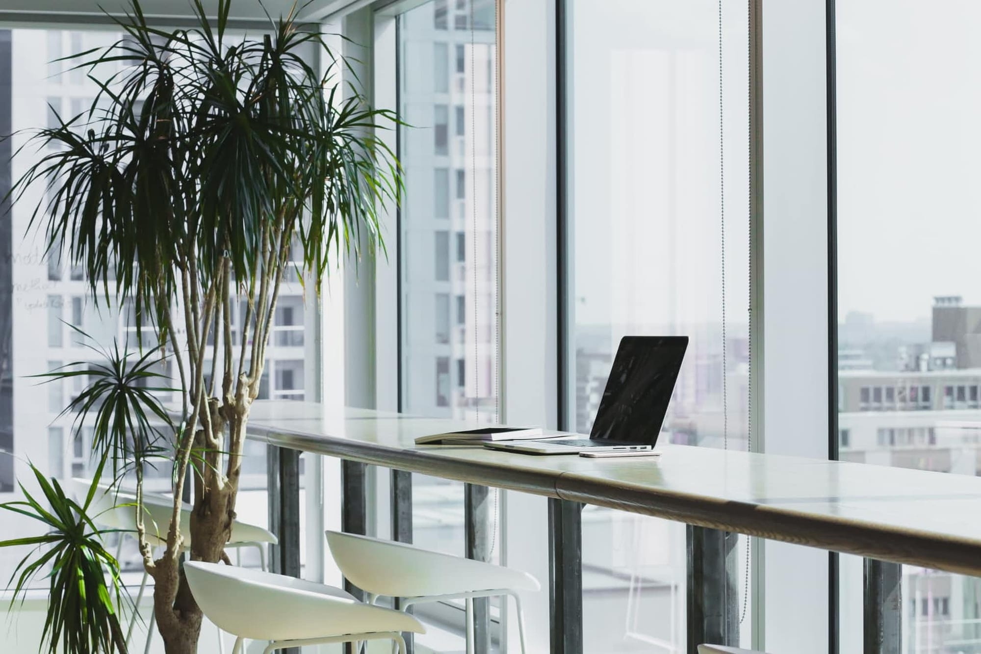 Helles Büro mit sauberen Glasflächen